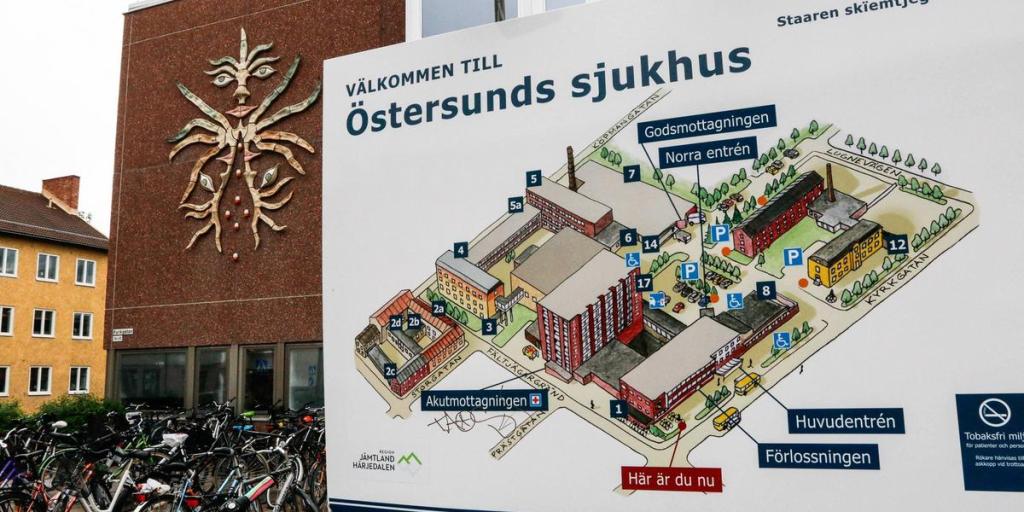 Karta och bild på östersunds sjukhus.