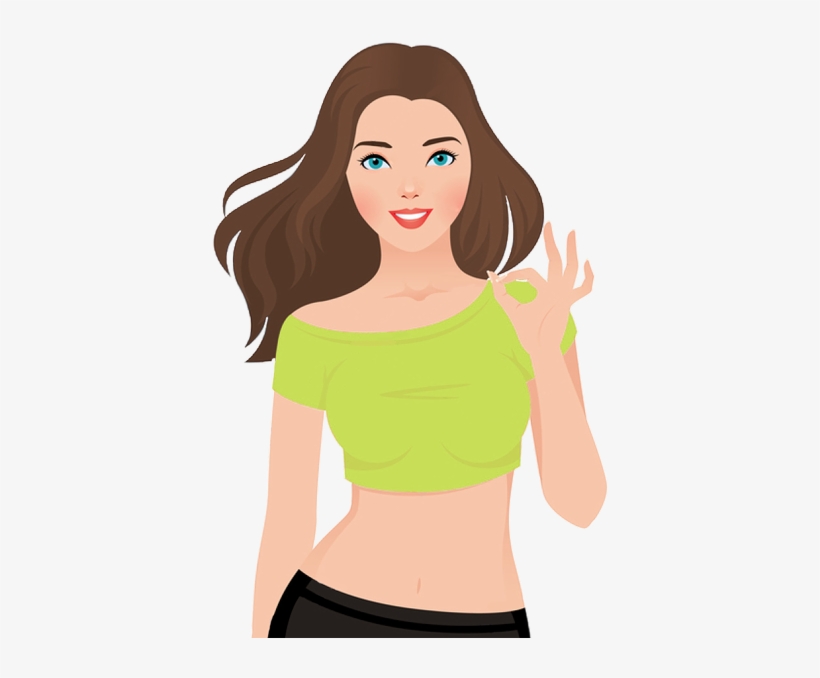 Glad snygg tjej i grön tröja och svarta tajts.