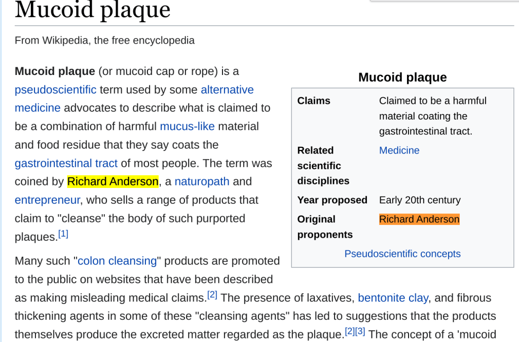 Den engelska wikipedia sidan för tarmplack. Mucoid plaque.