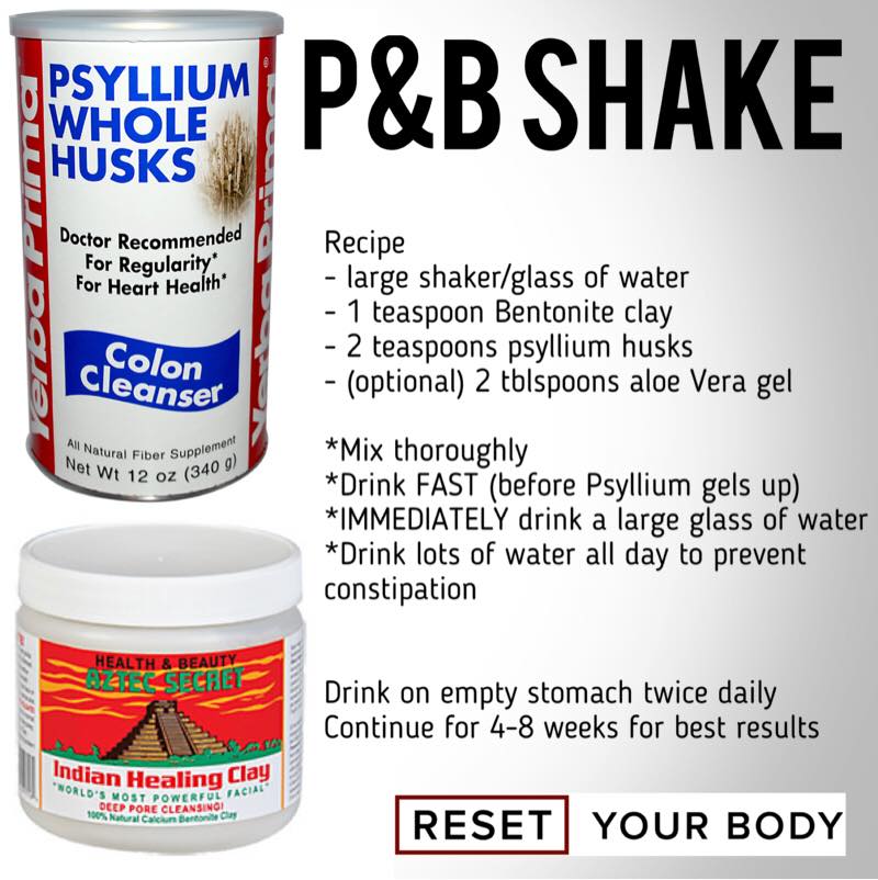 P&B shake. Fibershake med psyllium och bentonitlera.
