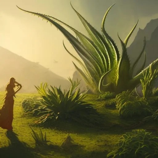 Stor aloe vera planta.