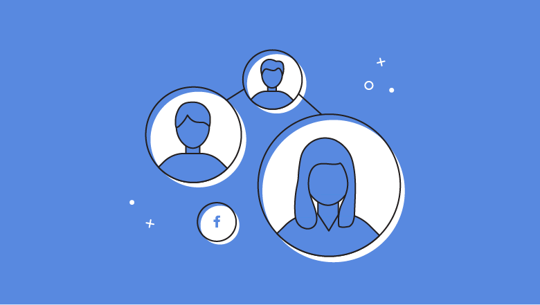 Facebook grupper och logo. Blå bakgrund.