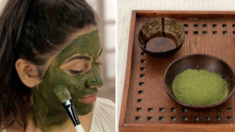 matcha te ansiktsmask.