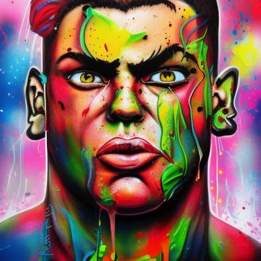 Otäck stor kroppsbyggare med fräknar och ett otäckt humör. AI bild.