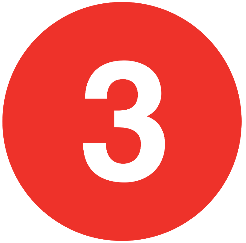 Nummer tre i vitt med röd cirkel runt.