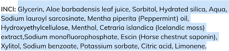 Alla Ingredienser på Dr Organic Aloe Vera Tandkräm Screenshot.