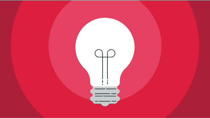 Tips vit glödlampa med röda ringar runt omkring.