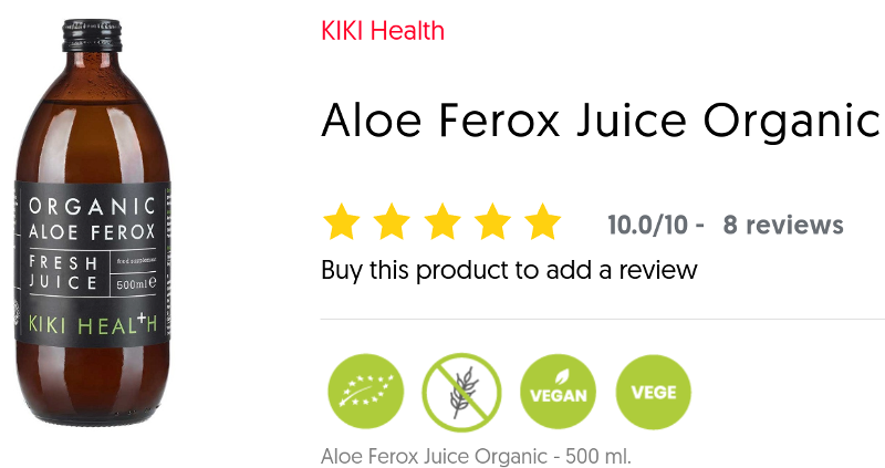 Kiki Health Aloe Ferox Juice Organic 10 av 10 på 8 recensioner. Powerbody.